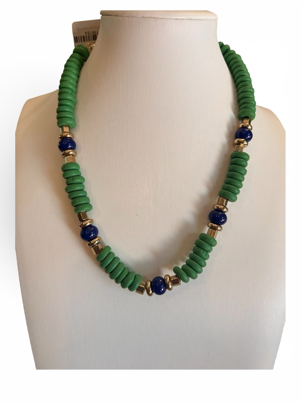 Garden Party Green and Blue Beaded Necklace